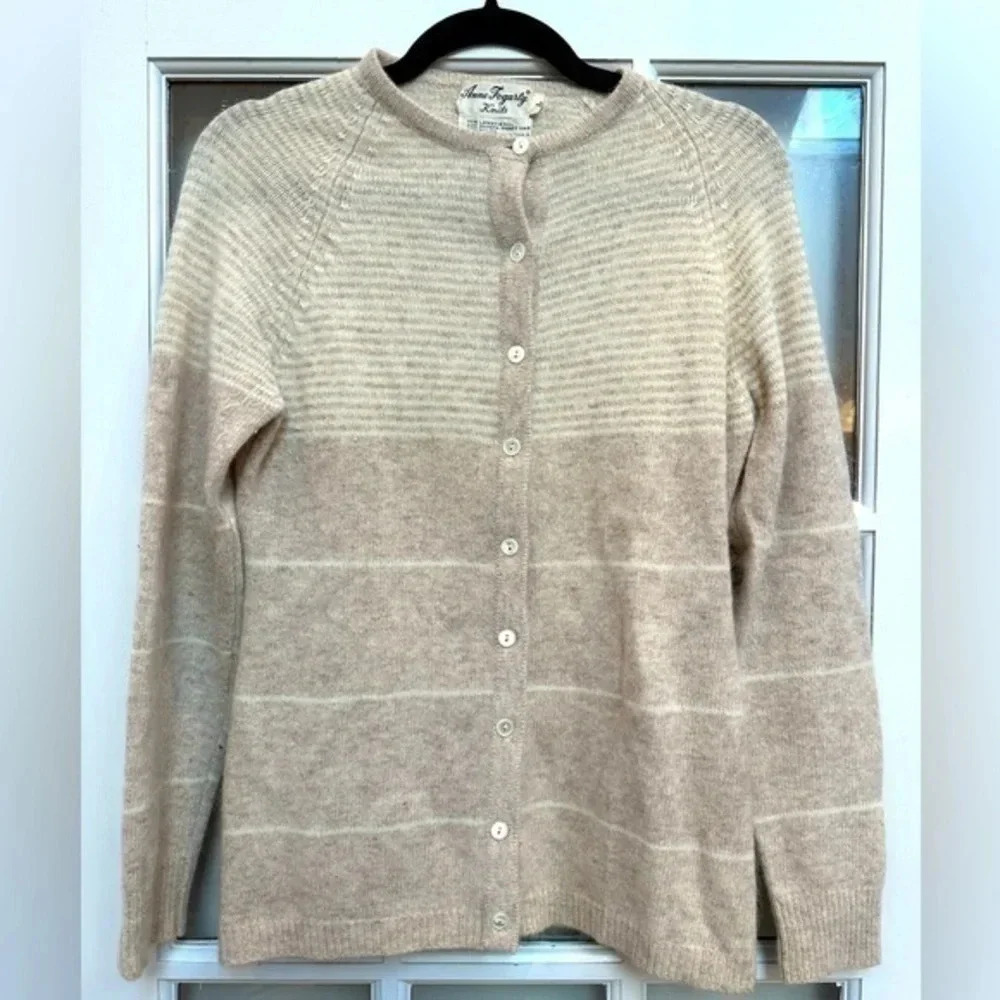 Vintage Anne Fogarty Knits 1960’s Angora Wool Button Down Cardigan Size Large L